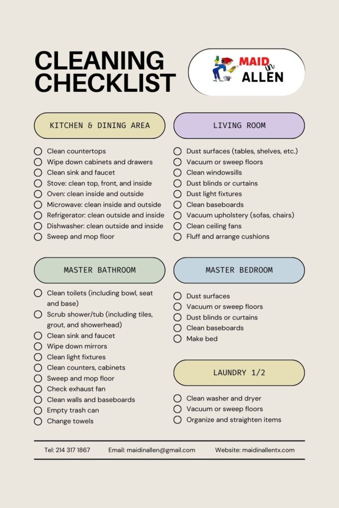 cleaning checklist tips